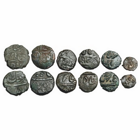Bhaunagar, Copper (6 Coins), Thakurs of Bhaunagar, INO Shah Jahan III, Bhaunagar Mint, swo