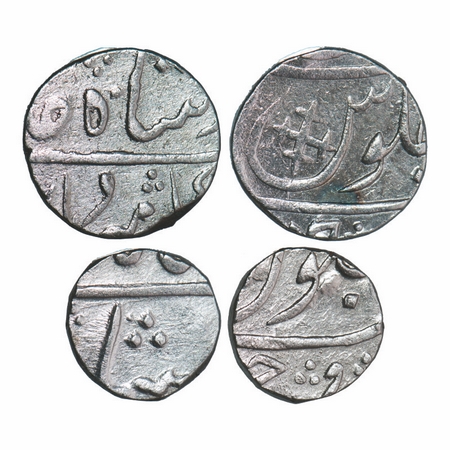 Broach, Silver Rupee & ½ Rupee (2 Coins), INO Shah Alam II, under East India Company, Broa