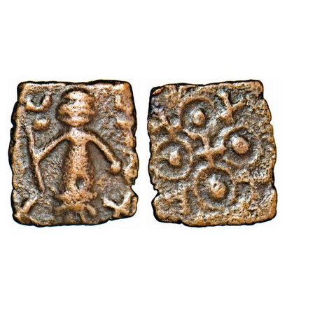 Post Mauryan, Local issue, 2 Cen BC, Copper Unit, 0.94g, 11-10 mm, Obv: Standing diety wit