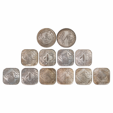 Hyderabad, Copper-Nickel, Anna (6 Coins), Mir Usman Ali Khan (AH 1329-1367 / 1911-1948 AD)