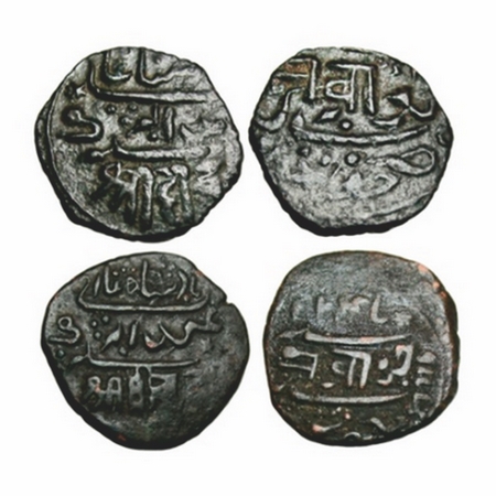 Junagadh, Copper Dokdo (2 Coins), broad flan, Bahadur Khan (AH,1226-1256/VS,1868-1897/1811