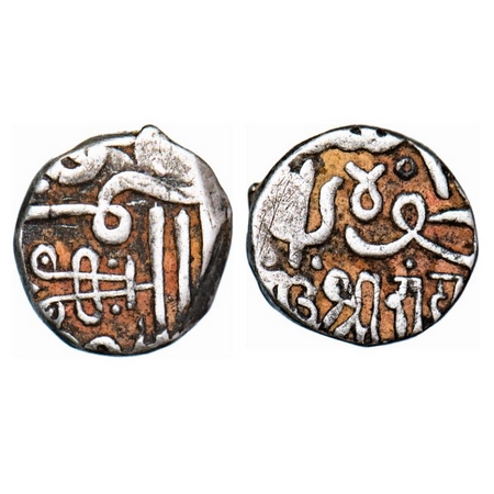 Kutch, Silver ½ Kori, 2.33g, Raydhanji I, INO Muzaffar Shah AH 978. Rajgor 67.1. Very Fine