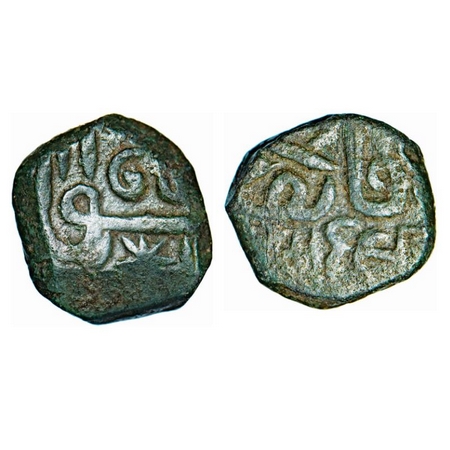 Kutch, Copper Dokdo, 8.53g, 16-17mm, Deshalji II (1818 AD-1875 VS-1234 AH) star vareity. R