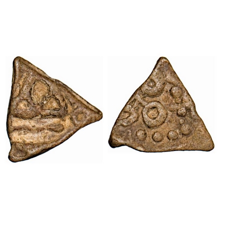 Pre-Satavahanas, Prakasha Region (200 BC), Lead, 1.37g, 12-11mm, Obv: Three arched hill, R