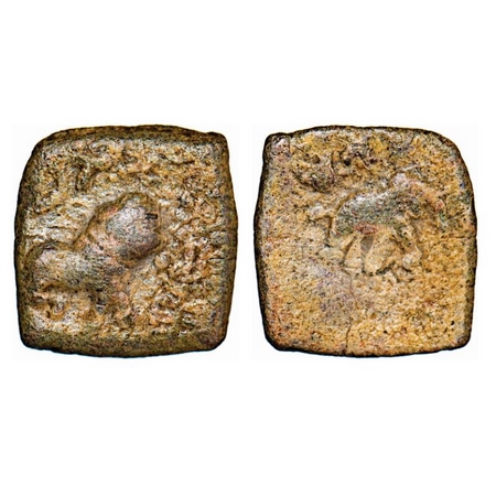 Pre Satavahana, Malwa Region, Lead, 4.09g, Obv: Seated Lion facing to right front of tree 