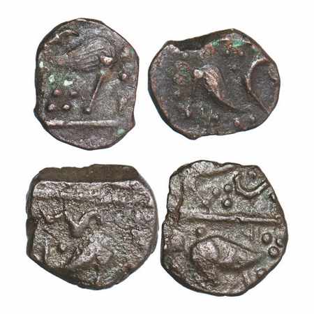 Rampur, Copper Paisa (2 coins), Anonymous Issues, persian legend with whisk. About Very Fi