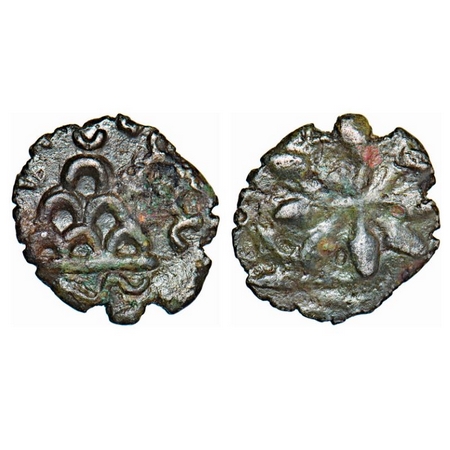 Maharathi of Marathwada, Maharathi Talathata, Copper Drachma, 3.17g, 17-15mm, Obv: Three a