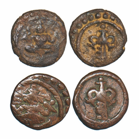 Travancore, Copper Cash (2 Coins), Swati Thirunal Rama Verma (ME 1004-1022 / 1829-1846 AD)