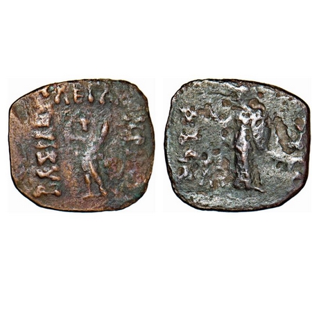 Indo Scythians, Vonones, ¼ Unit, 1.83g, 14-14mm, Obv: King to right around Greek legend, R
