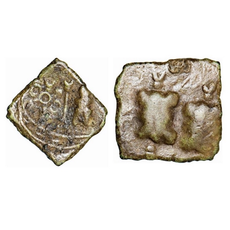 Saurashtra (Gujarat), c. 50 BC, Copper, 4.78g, 18-17mm, Anonymous, uninscribed, typical Uj