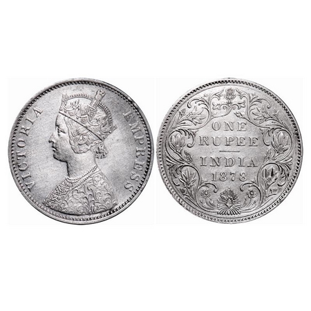 Victoria Empress, Silver, Rupee, 1878, Bombay Mint, A3/II(ii), dot, GK 453. Extremely Fine
