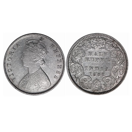 Victoria Empress, Silver, Half Rupee, 1888, Calcutta Mint, A/I, 'C' incused. GK 641. Very 
