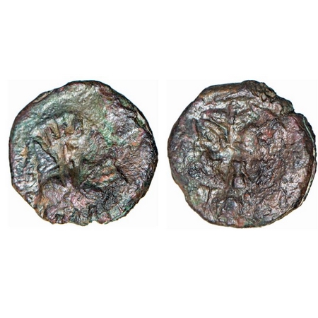 Kausambi Post Kushana Neva, Copper Coin, 4.65g, 17.79 x 18.35mm, Obv: Bull to right, tride