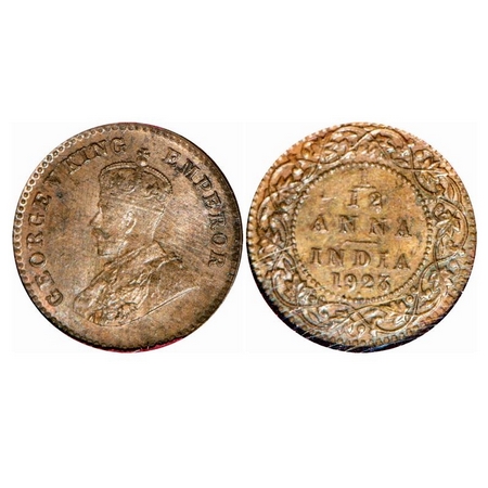 George V, Bronze, 1/12 Anna, 1923, Bombay Mint, Dot. GK 1233. NGS Slabbed MS 63 BN Brillia