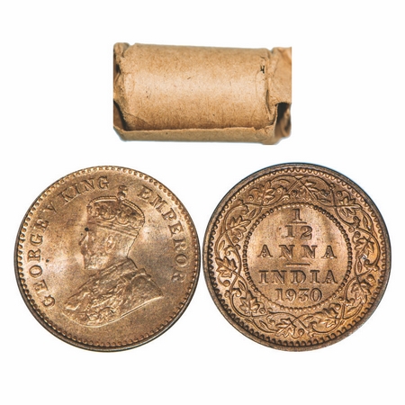 George V, Bronze, 1/12 Anna, 1930, Calcutta Mint, No Dot. GK 1246, (24 Brilliant Uncircula
