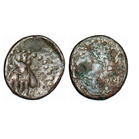 Western Kshatrapas, Damasena (144-160 SE / 222-238 AD), Potin, 1.65g, 12-12mm, Obv: Humped