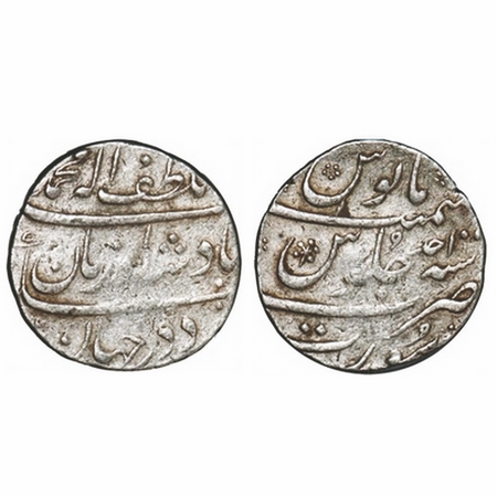 Muhammad Shah, Silver Rupee, 11.51g, Surat Mint, RY Ahd, Ba Luft Allah Badshah-i- Zaman co