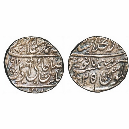 Shah Alam II, Silver Rupee, 11.45g, Dar ul Khilafat Shahjahanabad Mint, AH 1198/25 RY, Ham