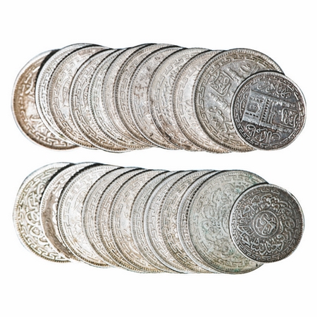 Hyderabad, Silver (12 Coins), Usman Ali Khan, 4 Annas (11 pcs) AH 1337/9 RY(1), AH 1348/19