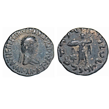 Indo-Greeks, Apollodotos II (c. 85-60 BC), Silver Drachma, 2.34g, 17.10X17.88mm, Obv: Bust