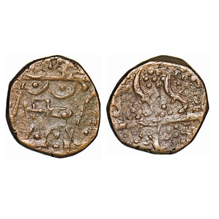 Rampur (Sunth), Copper Paisa, 9.88gm, Anonymous Issue, twice dagger on rev. KM 8 type. Abo