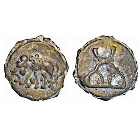 Sunga Period, Kaushambi Region, Cast Copper, 3.13g, 18.55X17.30mm, Obv: Elephant walking t
