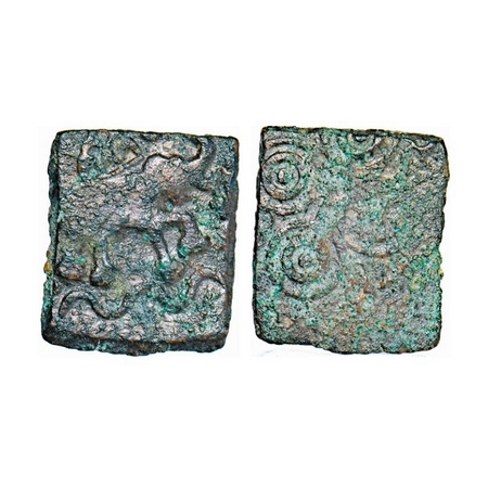 Satavahanas, Vidarbha Region, Copper Unit, 5.05g, 20.81X17.70mm, Obv: Elephant walking to 
