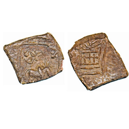 Satavahanas, Siri Satakarni, Nasik Region, Lead Unit, 2.75g, 17.03X15.52mm, Obv: Bull walk