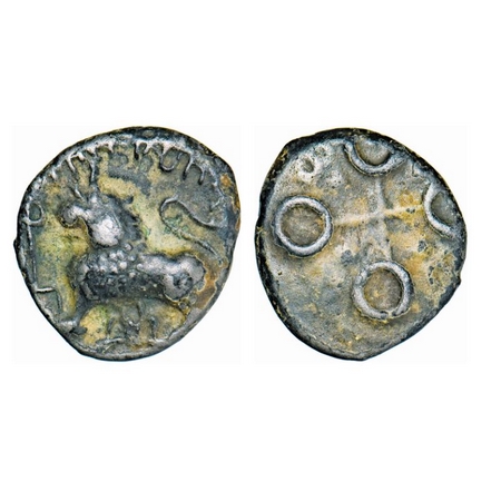 Satavahanas, Siri Satakarni, Junnar Lion Type, Potin Unit, 5.10g, 18.94X17.73mm, Obv: Lion