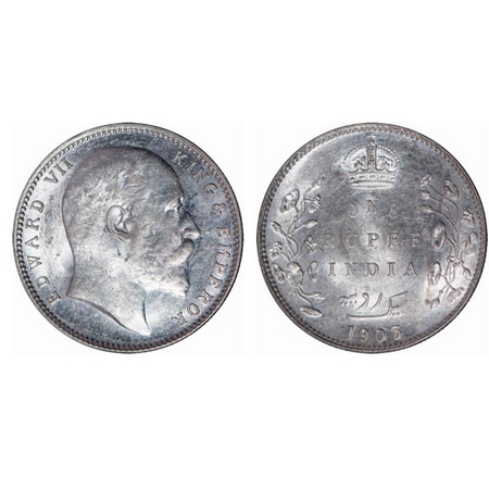 Edward VII, Silver, Rupee, 1903, Bombay Mint, 'B' incused and dot. GK 926. Brilliant Uncir
