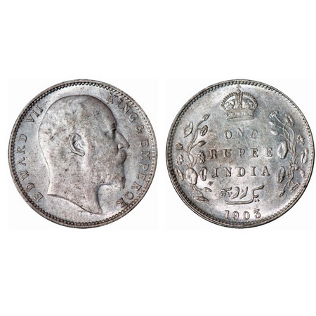 Edward VII, Silver, Rupee, 1903, Bombay Mint, 'B' incused and no dot. GK 927. Uncirculated