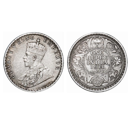 George V, Silver, Rupee, 1911, Bombay Mint, Dot, Pig-Type. GK 1022. Extremely Fine. Scarce