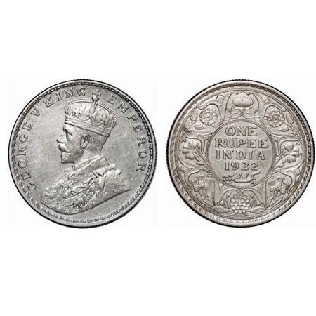 George V, Silver, Rupee, 1922, Bombay Mint, Dot. GK 1044. Extremely Fine+. Scarce.