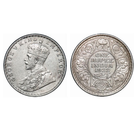George V, Silver, Rupee, 1922, Bombay Mint, Dot. GK 1044. Extremely Fine. Scarce.