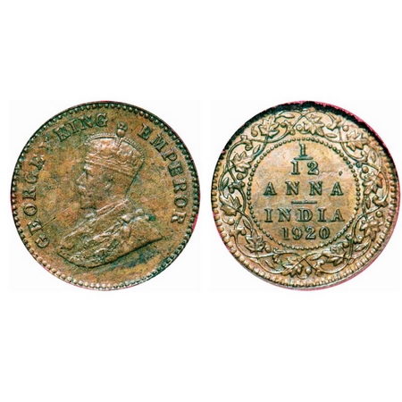 George V, Bronze, 1/12 Anna, 1920, Calcutta Mint, No dot. GK 1231. NGS Slabbed MS 61 BN ch