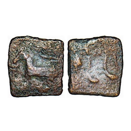 Sangam Age, Malayman, Copper, C.100 AD, 3.75g, 19.78x18.11mm, Obv: Right facing horse in f