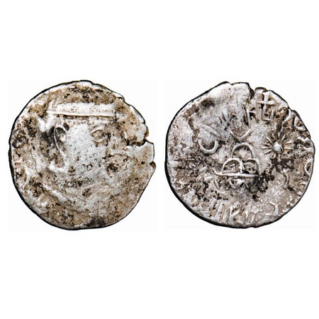 Western Kshatrapas, Kardamaka Family, Chashtana son of Ghsamotika, as Mahakshatrapa, Silve