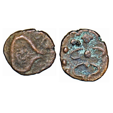 Gupta, Kumargupta, Posthumous issue, Copper, 0.97g, 10.63x12.20mm, Obv: Portrait to right,