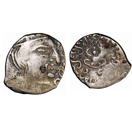 Guptas, Chandra Gupta II, Silver Drachm, 2.09g, 14.40X16.32mm, Obv: Bust of king facing ri