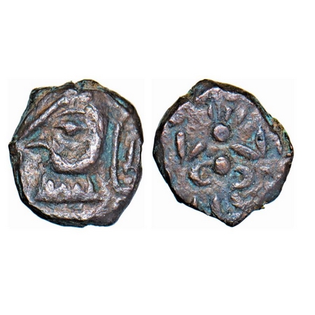 Post Guptas, Gujarat Region, Anonymous Issue, Copper Unit, 1.65g, 11.01X10.06mm, Obv: King