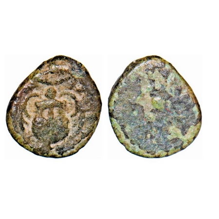 Post Guptas, Gujarat Region, Anonymous Issue, Copper Unit, 0.86g, 9.58X10.50mm, Obv: Decor
