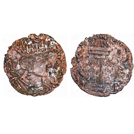 Huns, Nezak Malka series, ca. 630-711, Silver Drachm,1.86g, 24.85X24.37mm, Bust right, wea