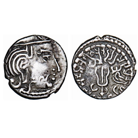 Maitrakas of Vallabhi, ‘Sharva Bhattaraka’ (c. AD 500-600), Silver Drachma,1.90g, 12.73x12