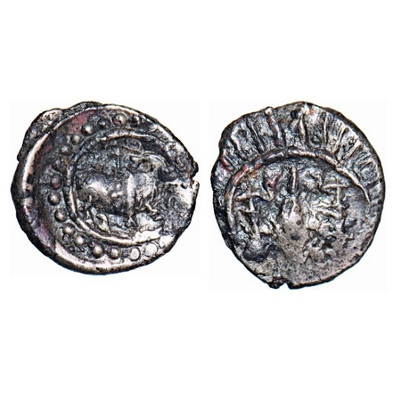 Vishnukundins, Anonymous Issue, Copper Base Alloy, Andhra Region, 2.01g, 14.83x15.94mm, Ob
