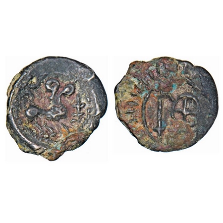 Eastern Chalukyas, Alloyed Copper, (624-641 AD) in 'Vishnukundin' fabric, 2.57g, 16.33X18.