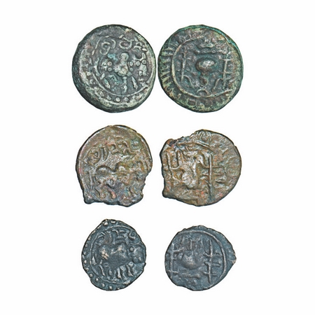Early Medieval, Alloyed Copper, (3 coins) (600-700AD), 0.72g, 1.35g, 2.73g, Maharashtra/kh
