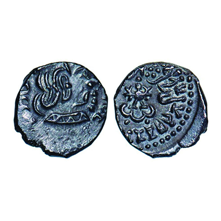 Guptas, Kumaragupta I, Silver, Karshapana, Garuda type, 1.92g, 13.47x13.62mm, (AD 414-455)