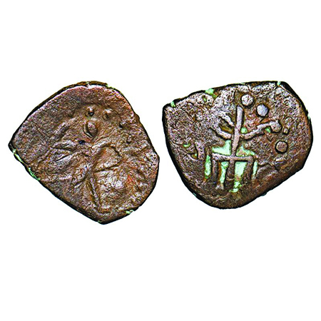 Kotakula, Copper, Dynasty of Punjab region, 2.16g, 22.39x20.79mm, (4-5 Cen AD), Obv: Crude