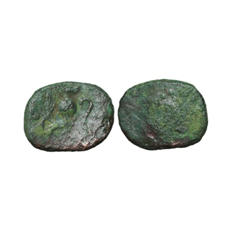 Rashtrakutas, Anonymous, Copper Drachm, 1.29g, 12x10 mm, Obv: Front facing garuda seated, 