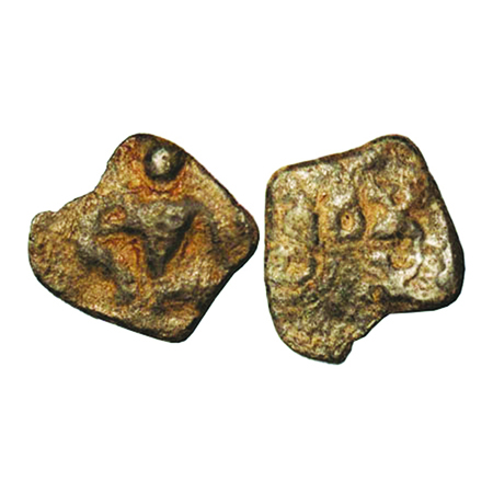 Satyavarmam, Unknown local issue, Prakasha region, Lead, 1.00g, 12.65x13.94mm, Obv: Seated